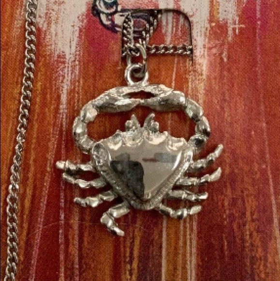 VTG Cancer Crab Zodiac Horoscope Charm Necklace - Picture 4 of 4